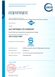 AJU Vietnam JIS 5335:1987 Certified (QUACERT)